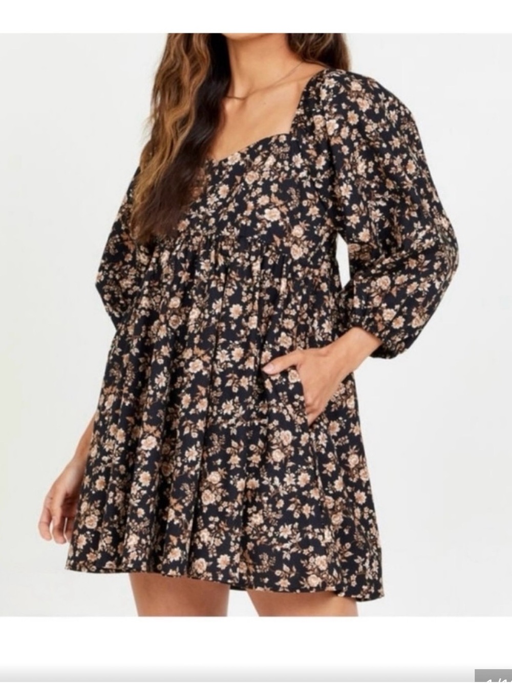 Altar’d State Mini Dress in Black and Beige - Picture 1 of 6
